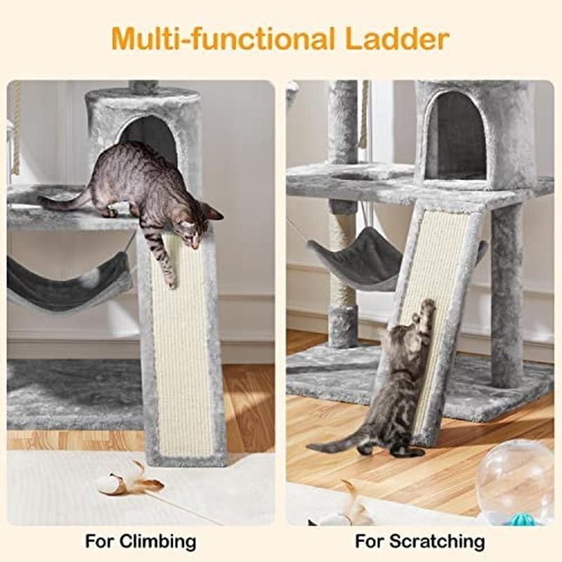 63.5in Multi-Level Cat Tree Tower Condo with Scratching Posts Platform & Hammock