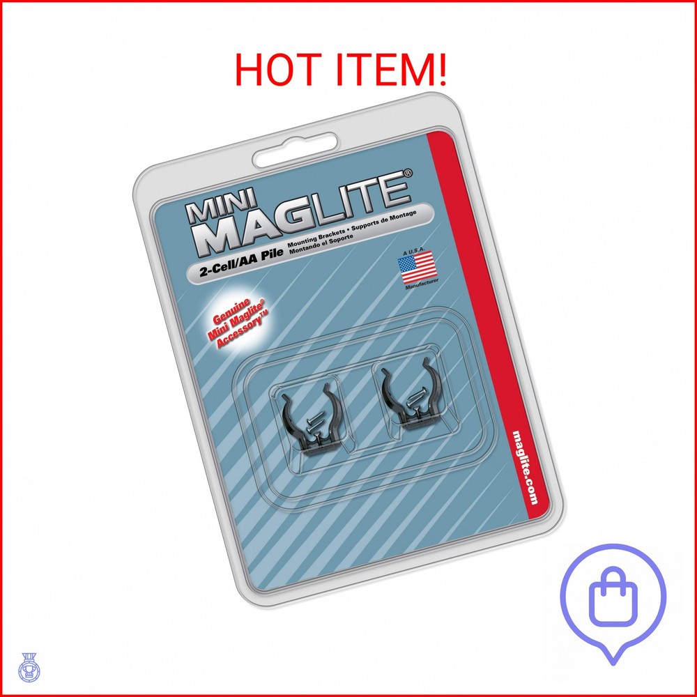 Maglite Black Mounting Brackets for AA Mini, 2 pk