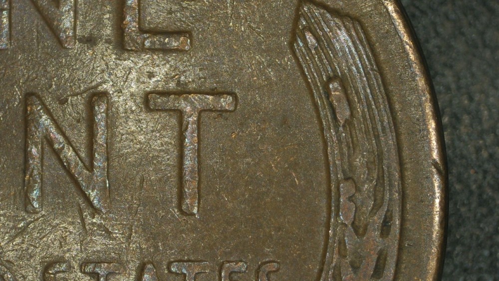 1953 P Error Lincoln Wheat Cent Die Chip on Reverse