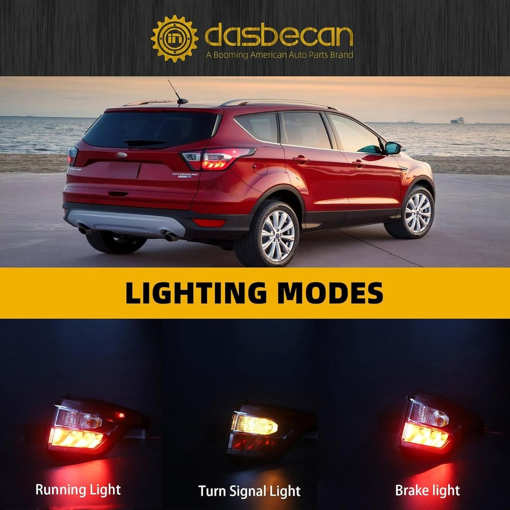 Right Tail Light Assembly with Bulb for Ford Escape Kuga 2017-2019