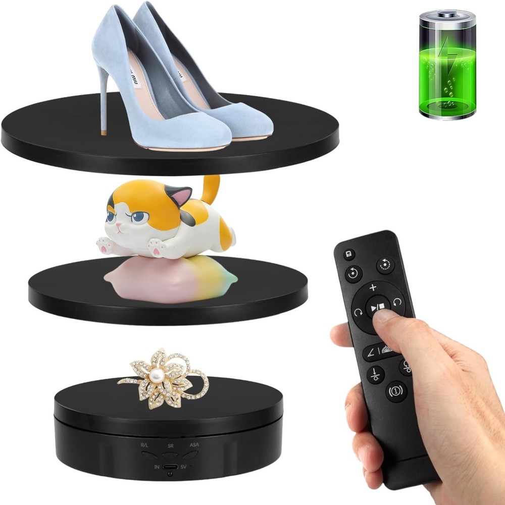 Elegant Remote-Controlled Rotating Turntable with 3 Size Covers for Displays