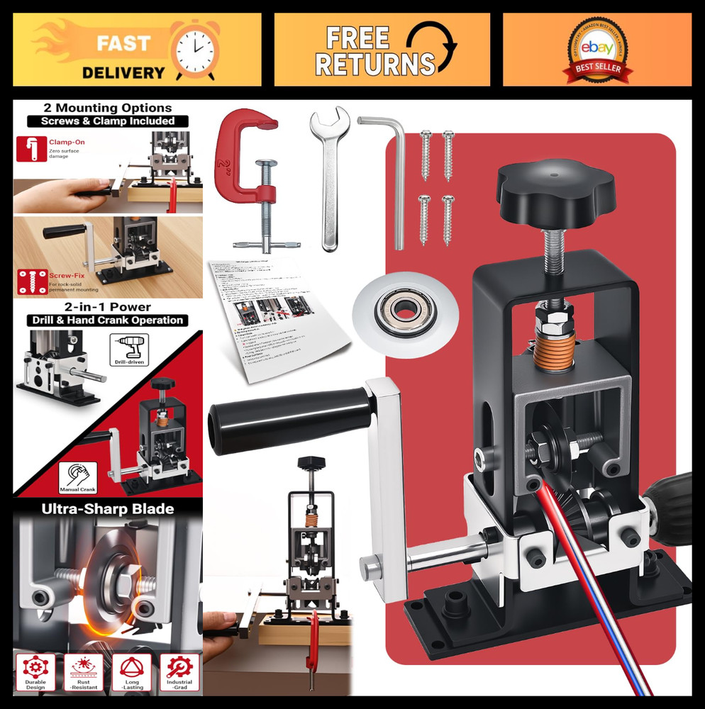 Manual Wire Stripper Machine - 0.06-1" Cable Stripping Tool, Drill Powered, Repl