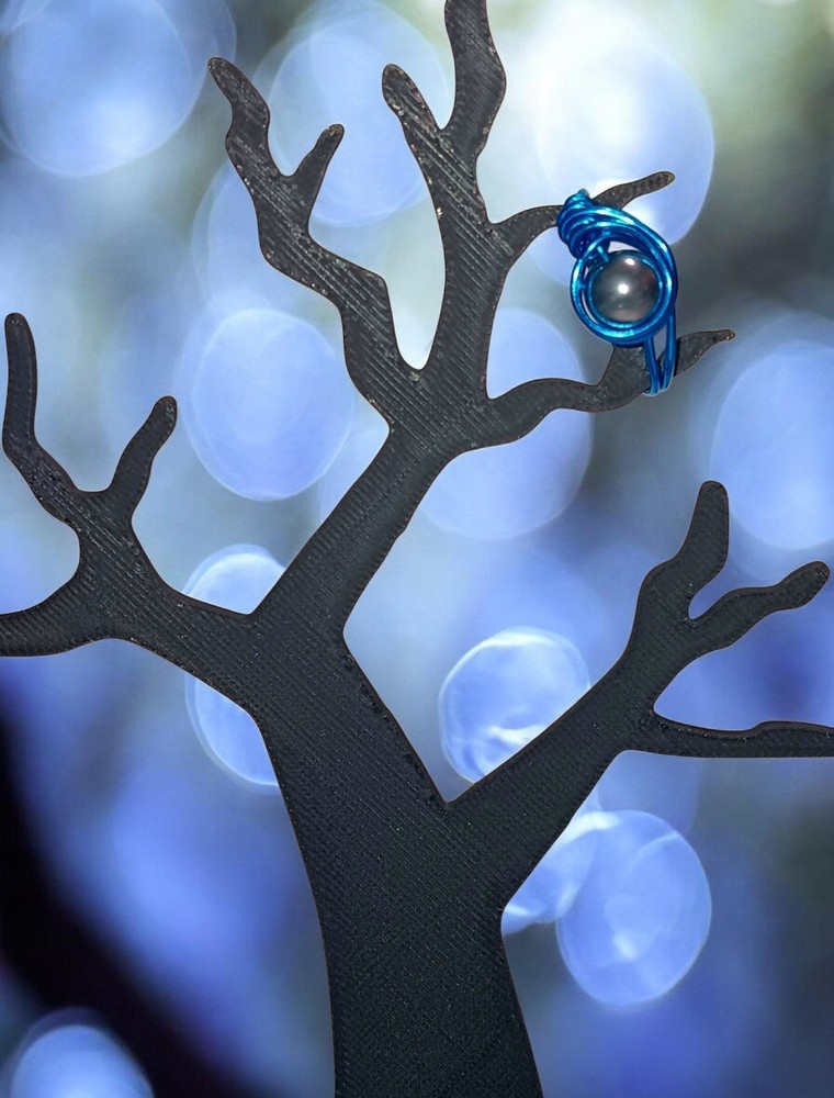26180 Handmade Blue Wire Wrapped Ring