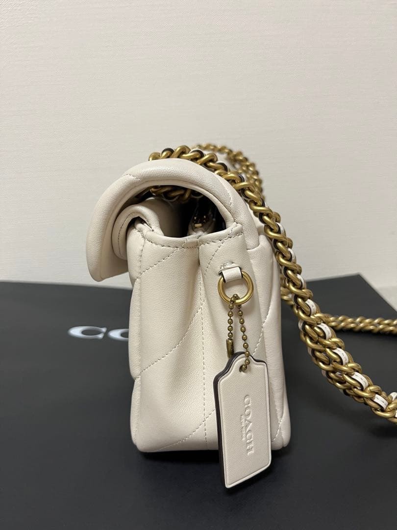 COACH CP150 Tabby 26 Quilted Shoulder Bag Leather White/Gold NWT