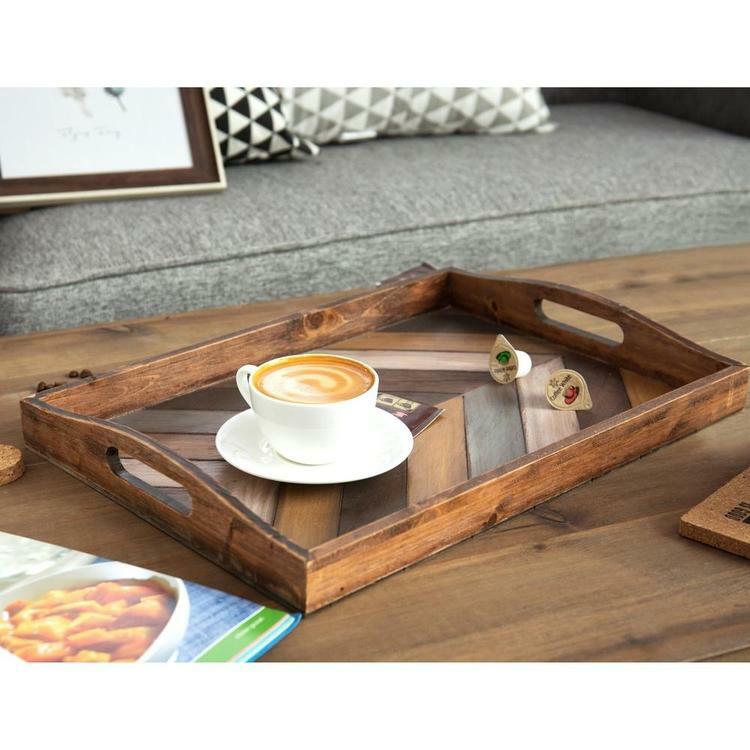 Rustic Wood Chevron Pattern Breakfast Serving Tray