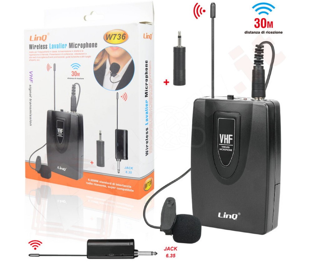 Lavelier Wireless Microphone with Handheld VHF Wireless Anti-interference Clip