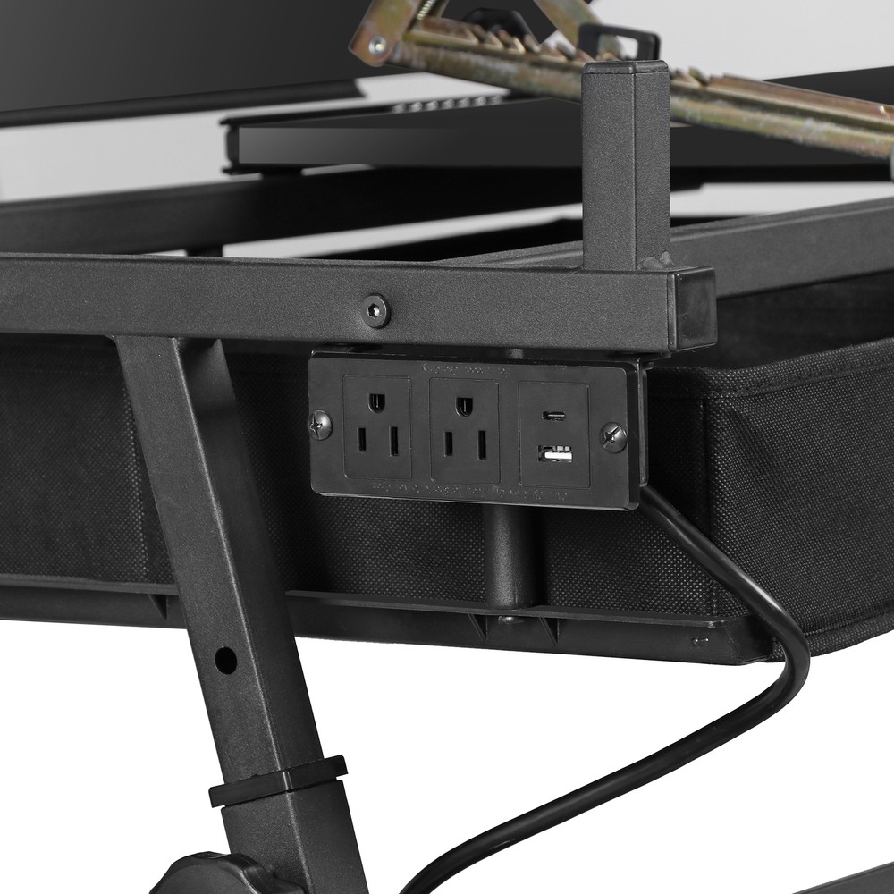 Adjustable Drafting Table with Outlet Artist Drawing Table with Stool Black