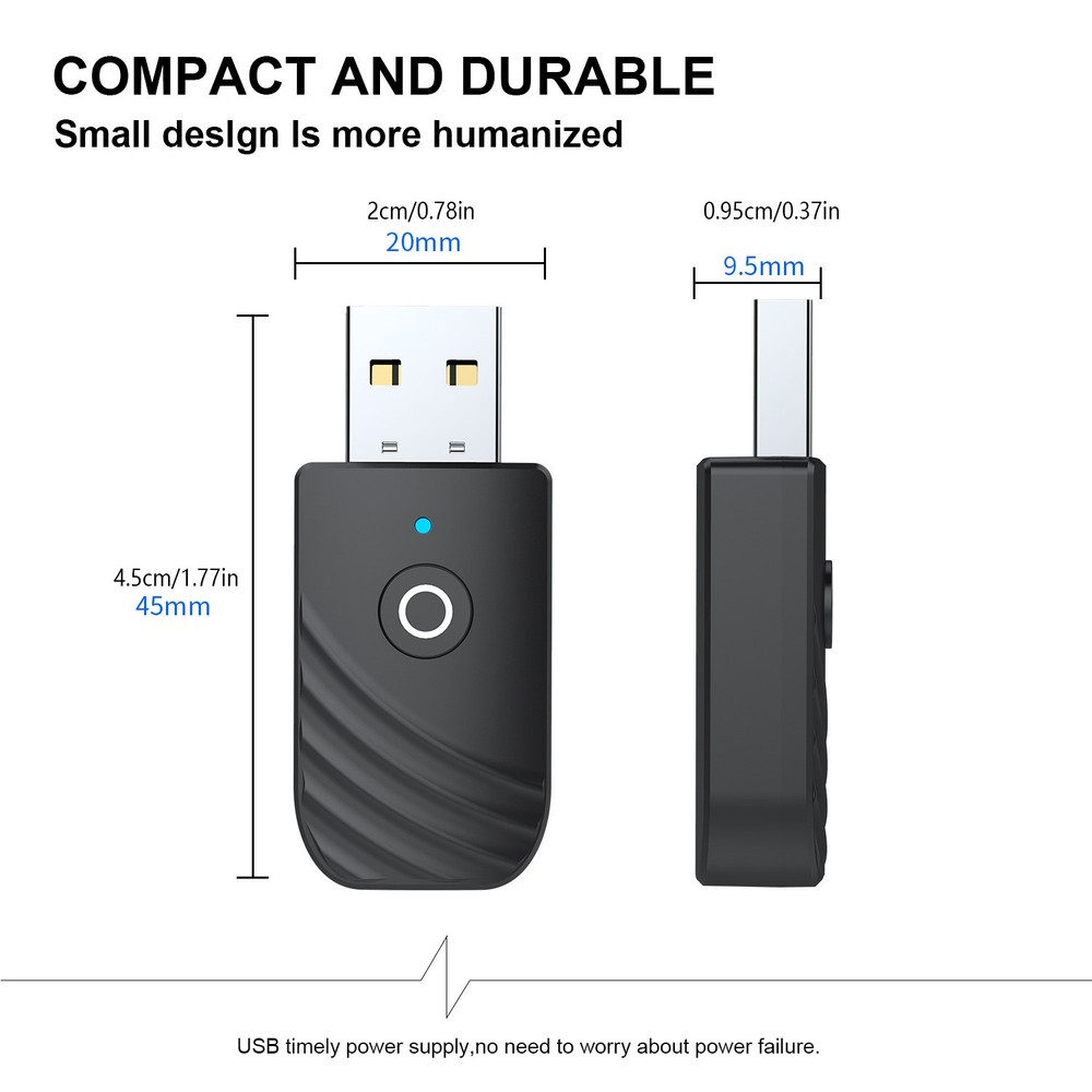 DC5V Wireless USB Bluetooth Audio PC TV Car Transmitter Receiver Adapter Dock B