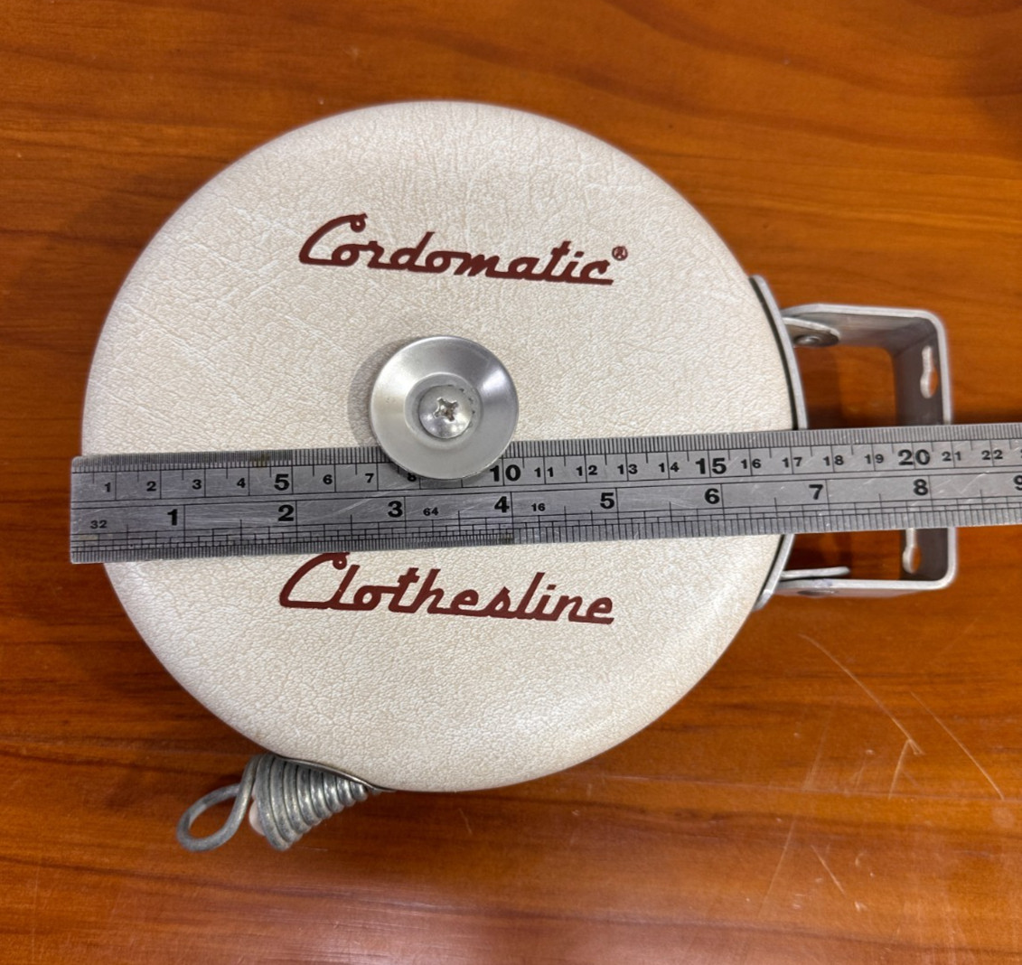 Vintage Cordomatic Automatic Clothesline Reel- Retractable-White