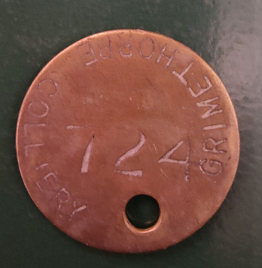 GRIMETHORPE Colliery Pit Check Tally - marked GRIMETHORPE COLLIERY 724
