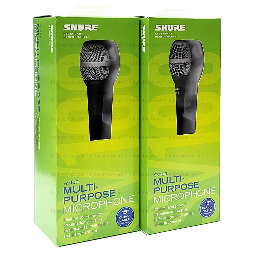 2 pack SHURE SV100-W Dynamic Cardioid Multi-Purpose MICROPHONE Mic w/ Cable