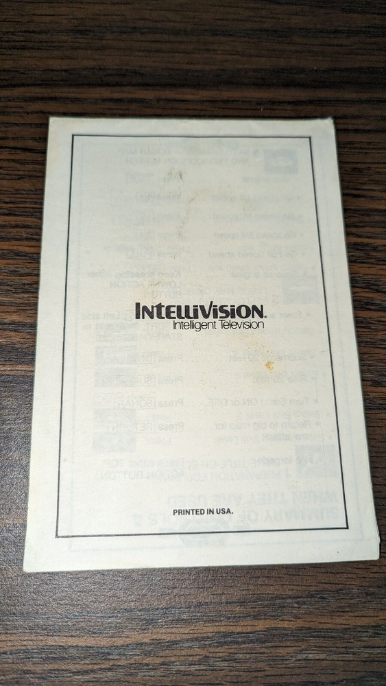 intellivision sub hunt manual Instructions Only