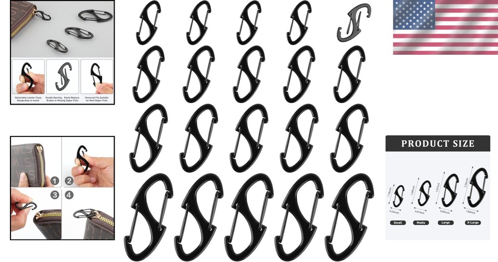 Strong & Stylish Zipper Pull Replacement - 20 Pcs for Handbags & Backpacks