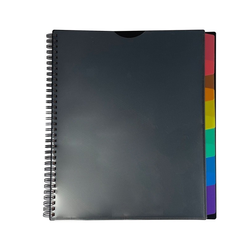12 Pocket Spiral Poly Organizer Black File Folders Documents & Projects New