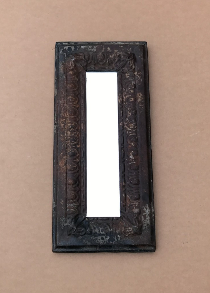 VTG Decorative Egg & Dart Salvaged Tin Ceiling 10x23 Rust Mirror Old 480-26B