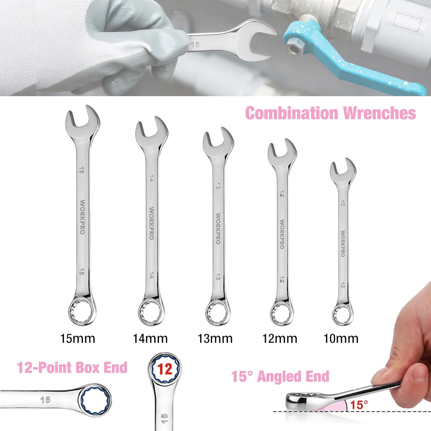 WORKPRO Pink Household Home Tool Kit, 284PC Mechanic Tool Set with Socket Set