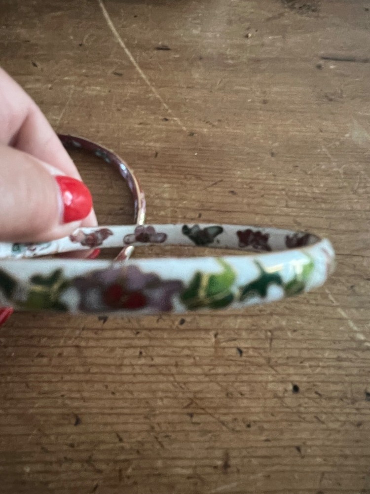 Vintage Cloisonne' Bangles White and red