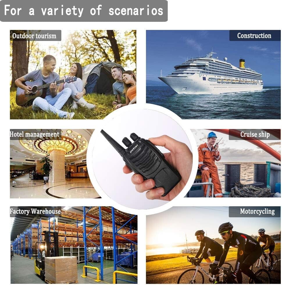 Rechargeable Long-Range Walkie Talkies - 2-Pack Note with Flashlight & Earpieces