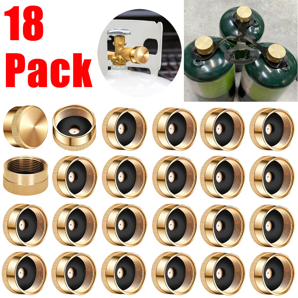 18 PACK 1LB Gas Refill Propane Bottle Cap Tank Threaded Valve Covers Solid Brass