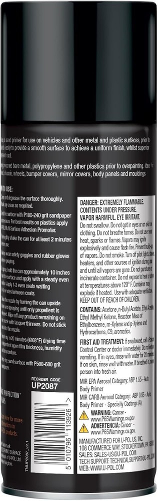 Sandable Primer Spray, Fast-Drying & Durable with Anti-Rust Technology, Black 10