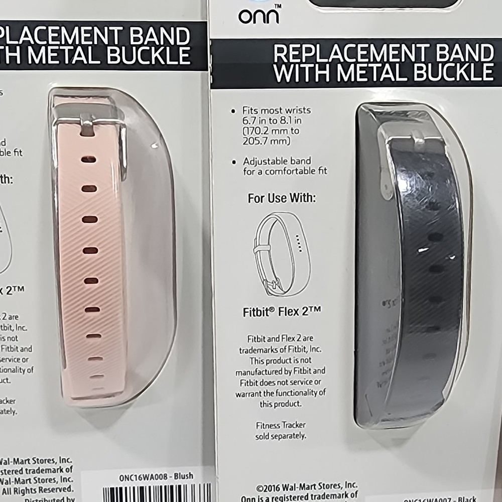 FITBIT FLEX 2 REPLACEMENT BANDS - BLACKWEB & ONN, BLACK , BLUE, PEACH 3-PACK