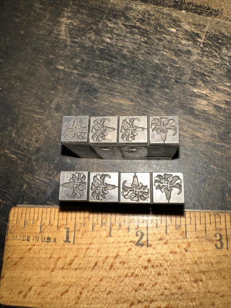 Print Blocks “ 8 Beautiful Flowers “ Lead Blocks, Nice Image! Orchids??