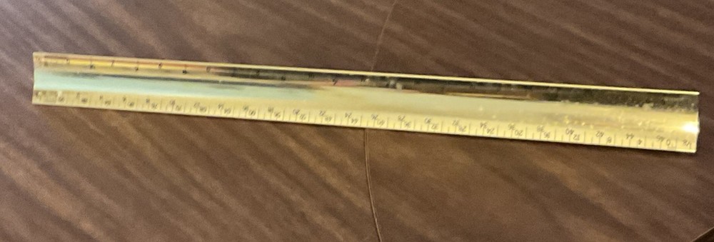 Vintage Triangular Architect Drafting Scales 3 Sided Ruler Metal Brass NOS