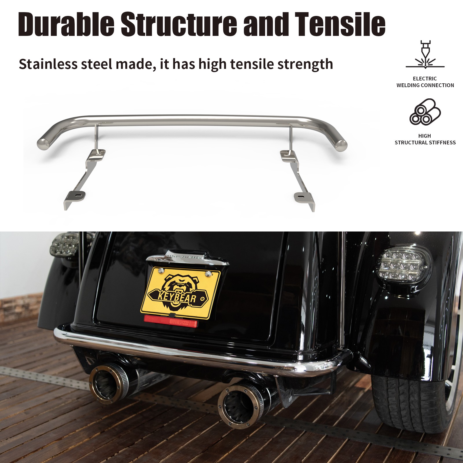 Harley Davidson Rear Crash Bar fit for 2009-2024 Triglide/20-22 CVO Tri Glide Gu