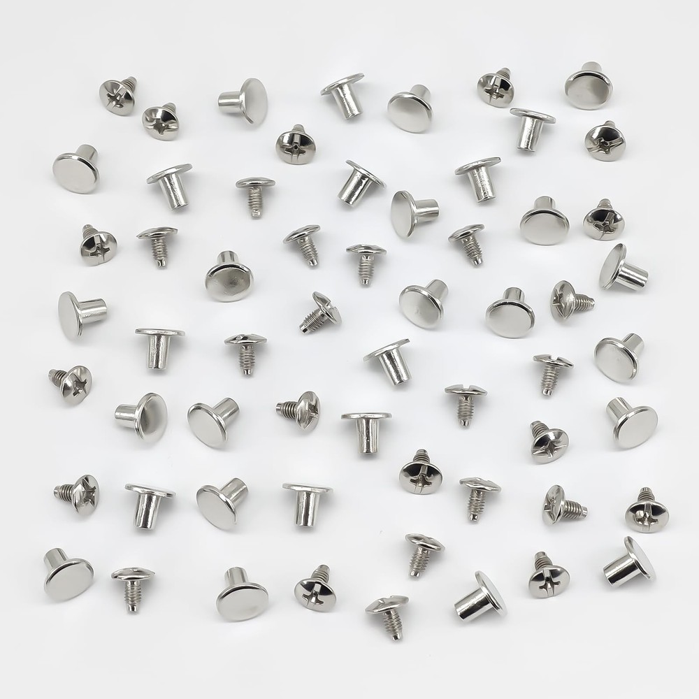 150 Sets 8mm 5/16 Inch Chicago Screws Leather Rivets Kit Binding Posts Silver