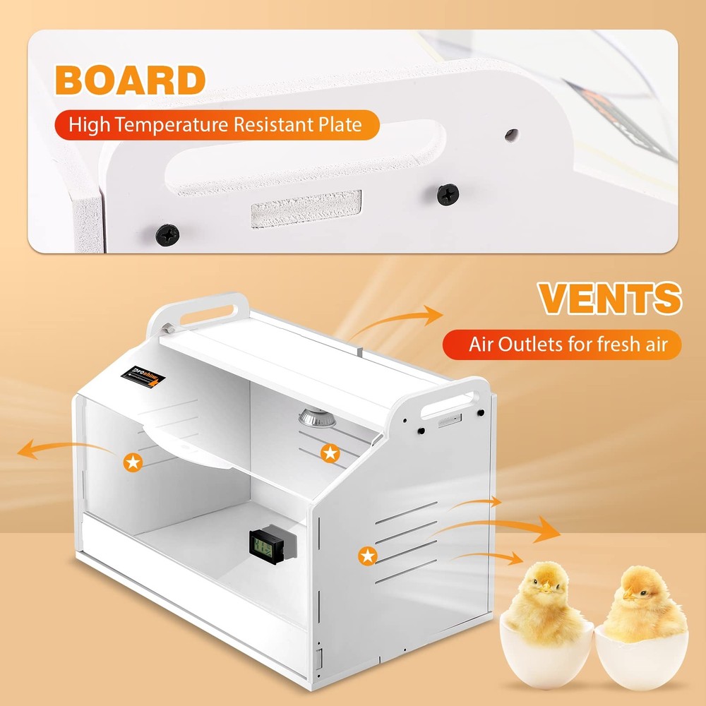 Chicken Brooder Box for Chicks, Quail Brooder with Heating Lamp, 2 Mode Therm...