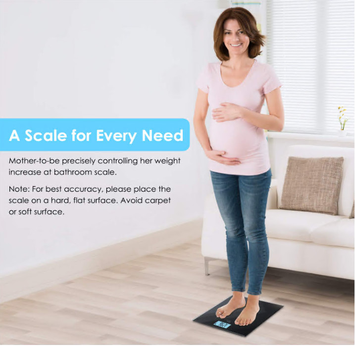 Digital Bathroom Scale High Precision Sensor LED Display 400 lbs USB Charging
