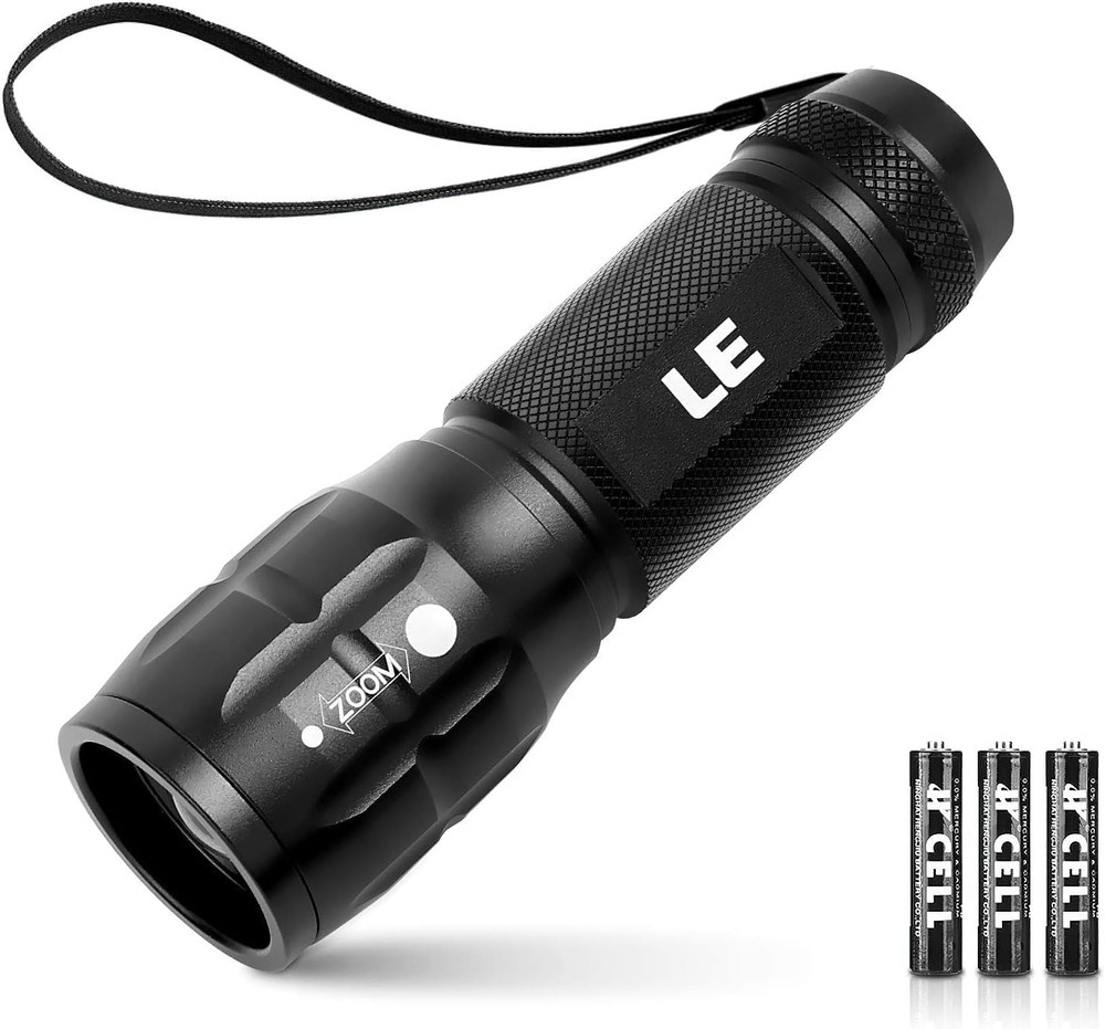 High Lumens LED Flashlight, Waterproof, Adjustable Focus, AAA Batteries Included
