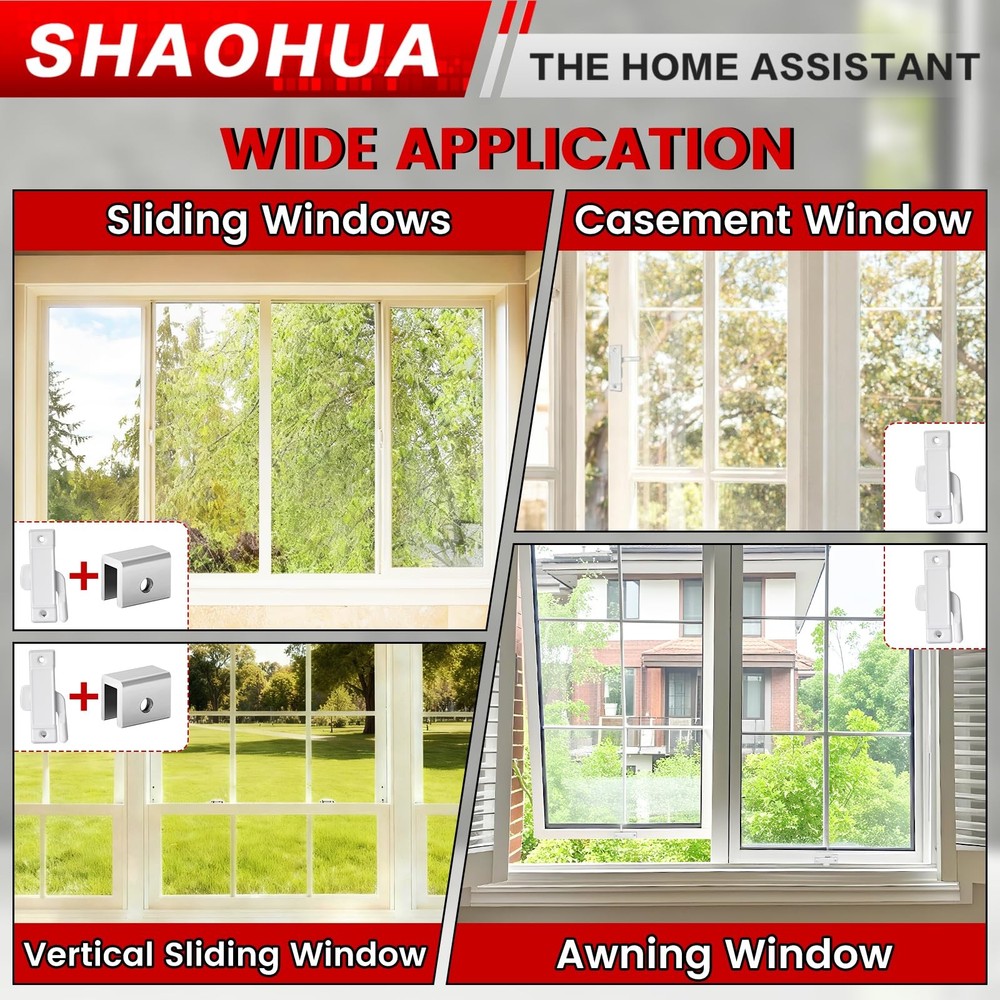 6 PCS Stainless Steel Sliding Window Lock Key Vertical Horizontal Security