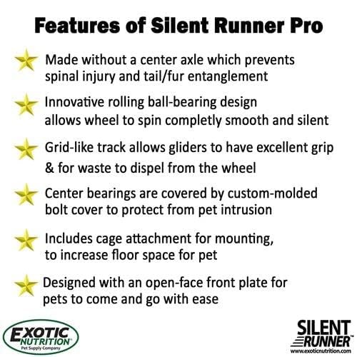 Silent Runner Pro | Sugar Glider Exercise Wheel Black with Attachment