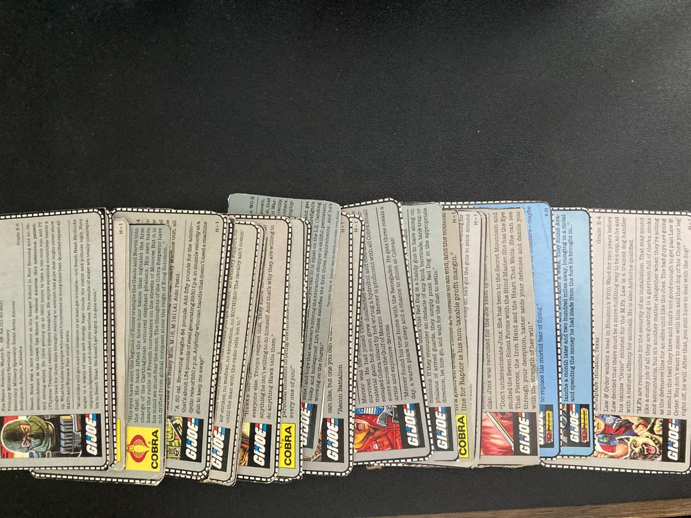 gi joe lot 1986 1987 vintage File Cards ARAH cobra YOU PICK GREAT PRICES!