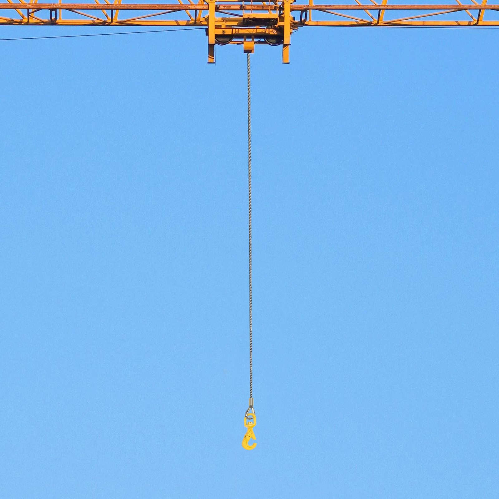 Wire Rope with Swivel Hook 3/8"x150ft Winch Cable with Self Locking Hook Safety