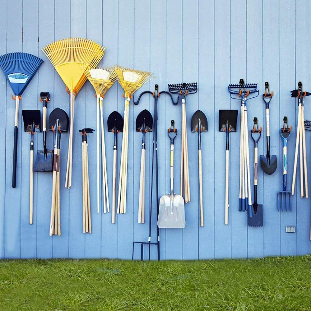 12-Pack Steel Garage Storage Utility Double Hook Wall Organizer for Garden Tools
