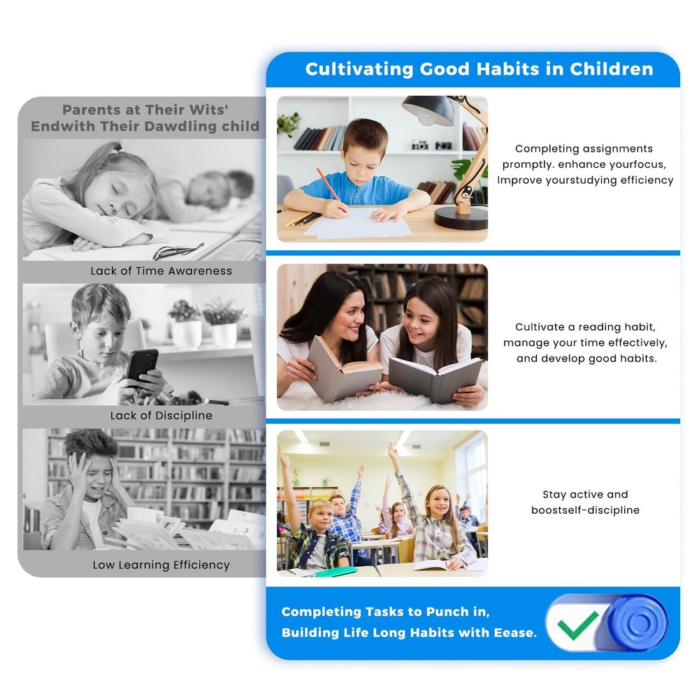 Chore Chart for Kids, Magnetic Board ADHD Tools Blue