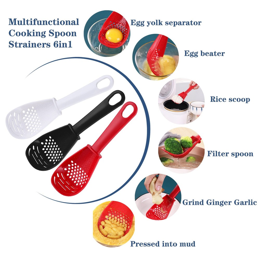 3 Pack Multifunctional Kitchen Cooking Spoon, 6 in1 Kitchen Gadgets Strainers...