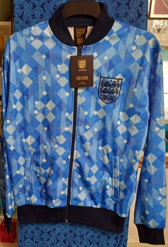 Score Draw England Retro '90 Blue Training Track Top (Multiple Sizes Available)