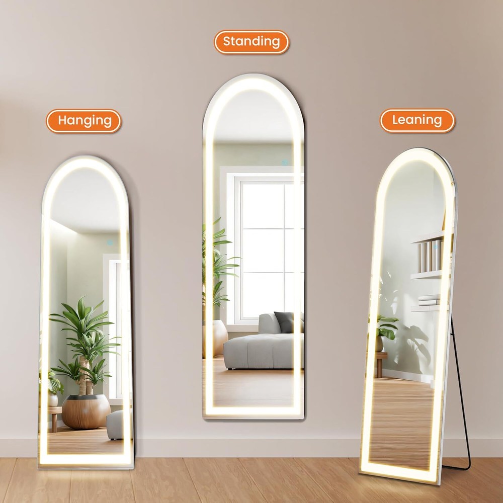 Mirror Full Length Standing Mirror with LED Lights Lighted Floor Standing Mirror