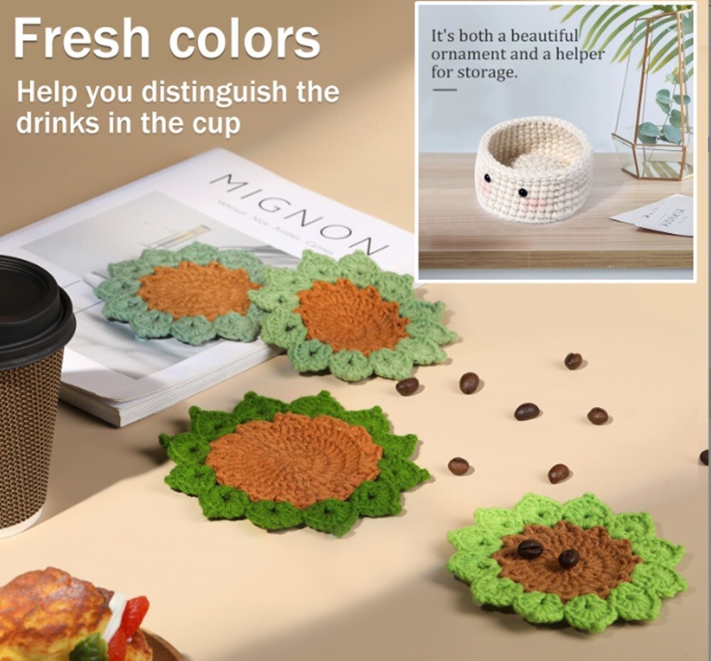6‑Pack Crochet Starter Kit – Coasters & Plant Pot Covers with Video Tutorials