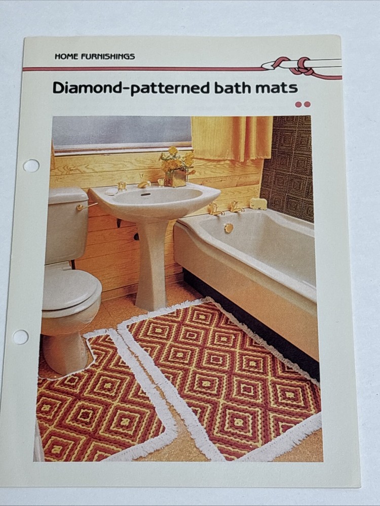 Diamond Patterned Bath Mats Crochet Pattern Card Marshall Cavendish
