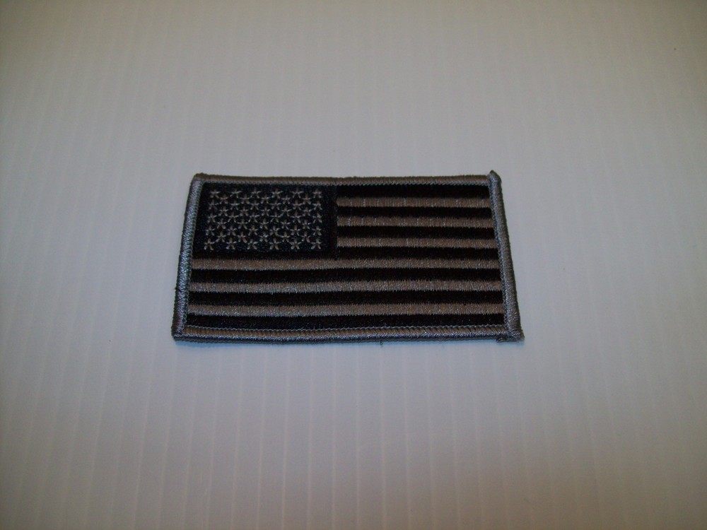 American Flag Patch Subdued Silver/Black 3 3/8" x 2"