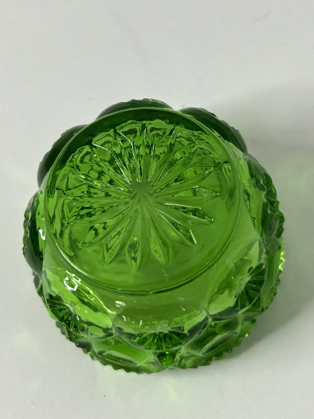 Vtg L.G.Wright Emerald Green Glass Moon-and-Stars Open Salt Dip, Cellar, 1960's