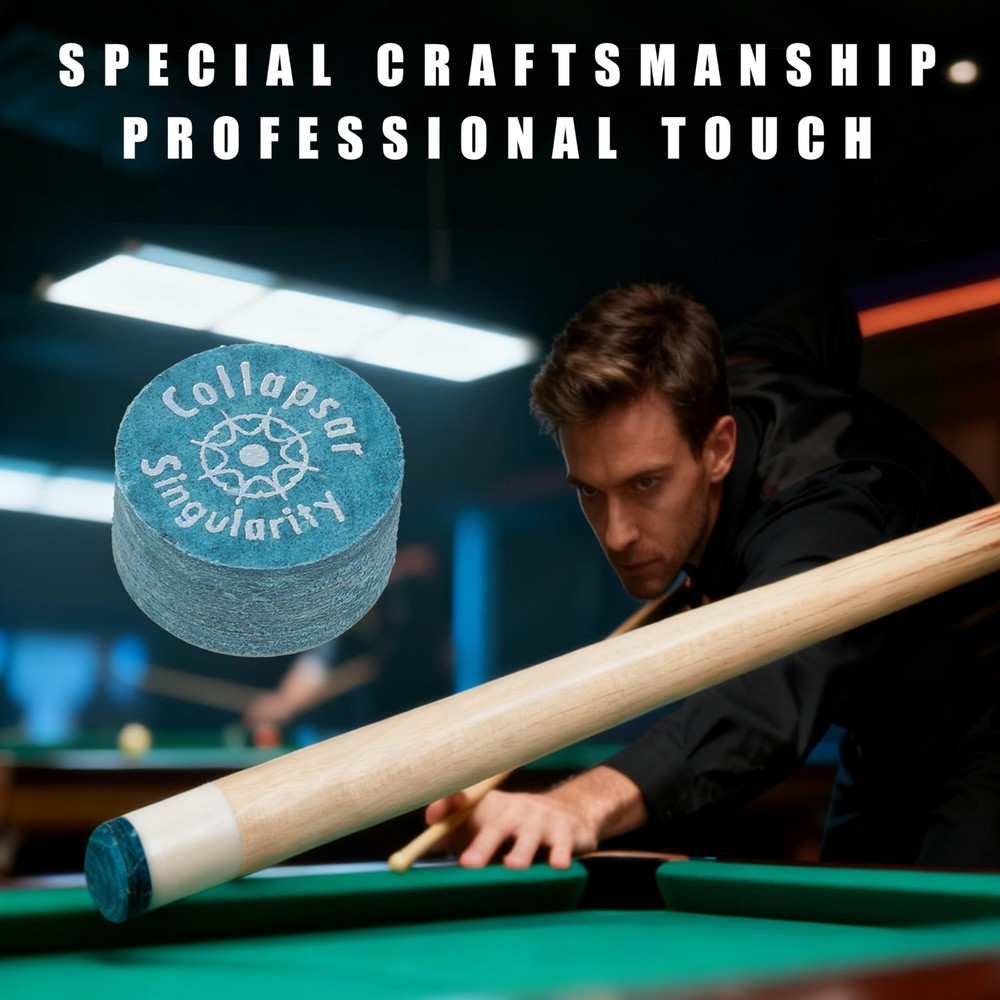 14mm Black Layer Pigskin Pool Cue Tips M - 1 pc, Individual Packaging