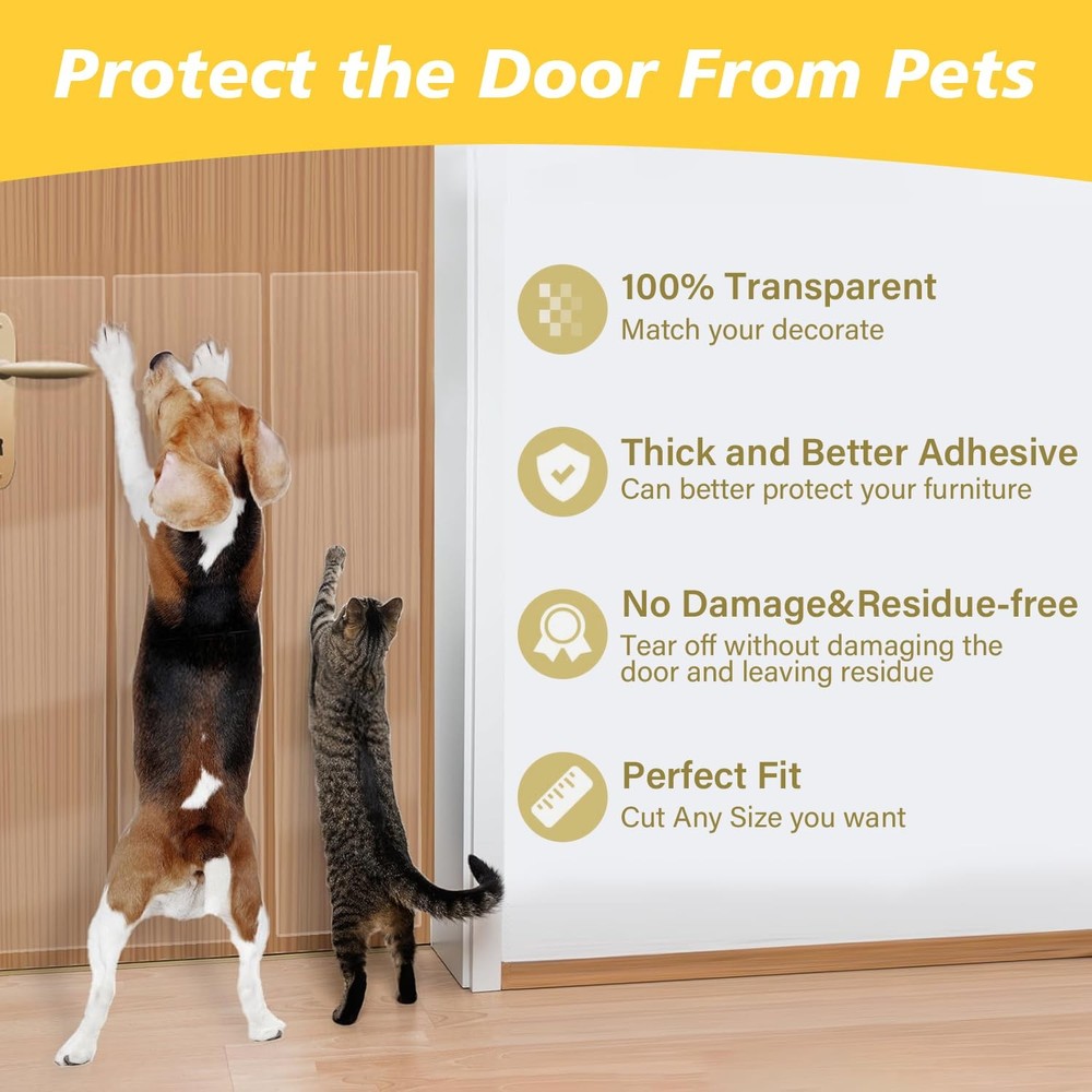 Door Protector from Dog Scratching - Cat Scratch Door Frame Single Side Adhes...