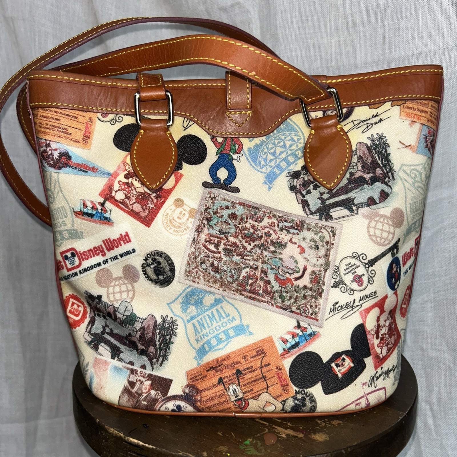 Dooney & Bourke Walt Disney World Anniversary Bucket Shoulder Bag MO293639 Used