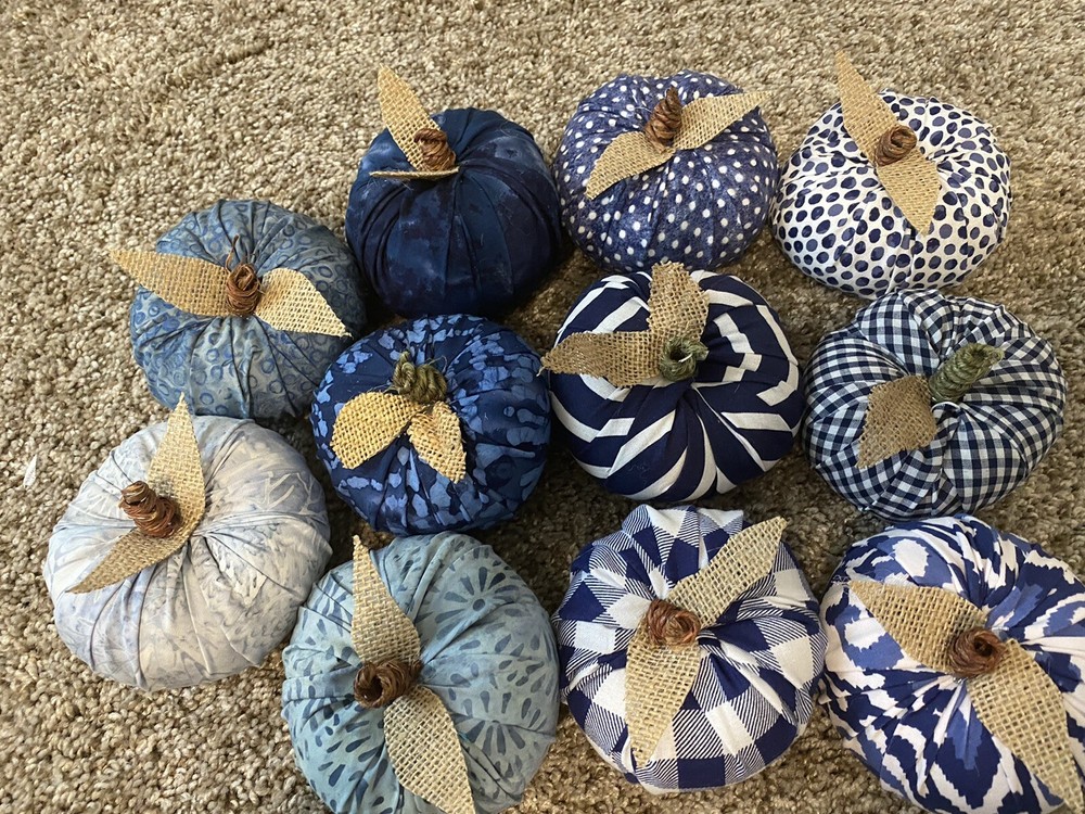 Custom Cloth Pumpkins in coastal colors