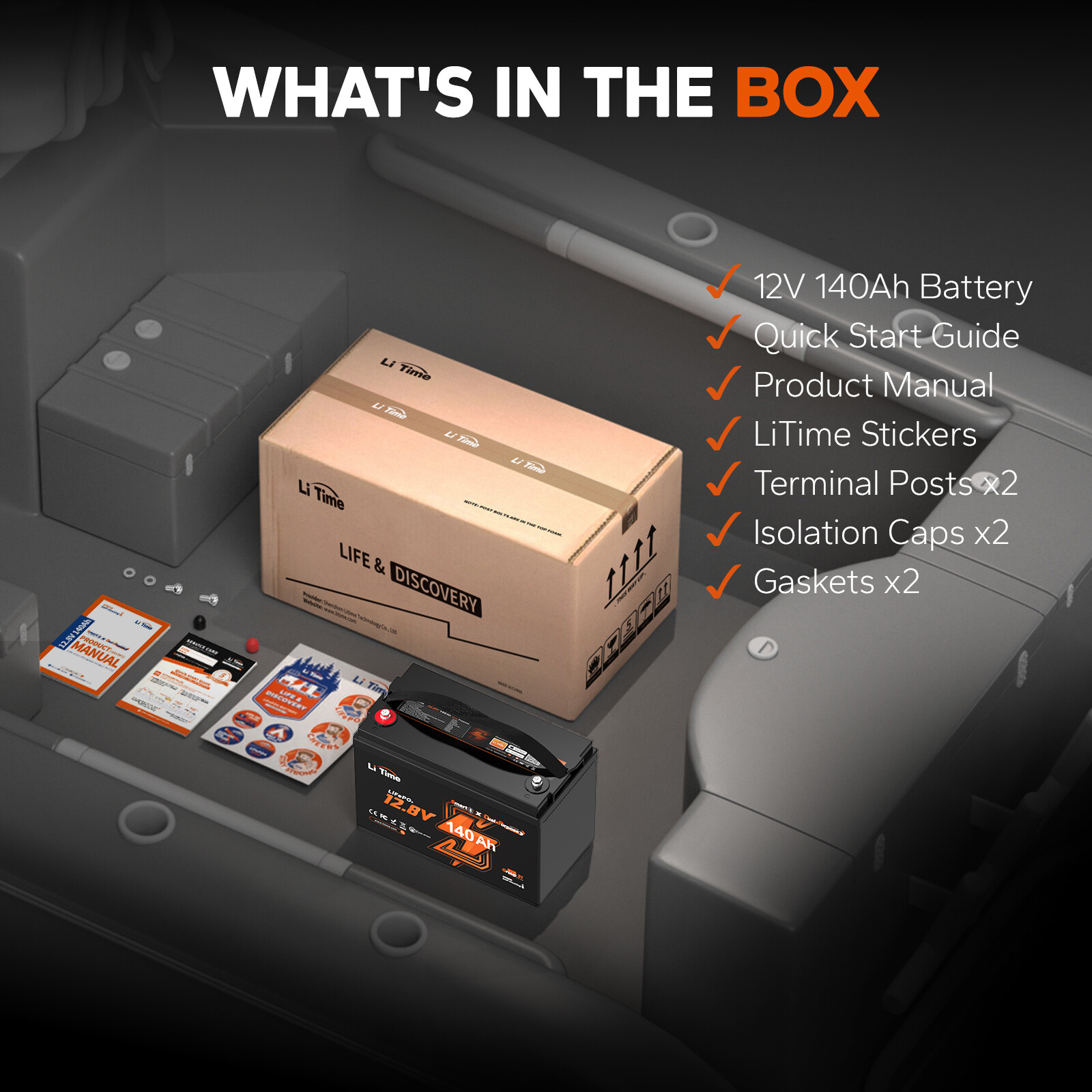 LiTime 12V 140Ah Dual Use Deep Cycle LiFePO4 Battery CCA 900 For Marine Solar